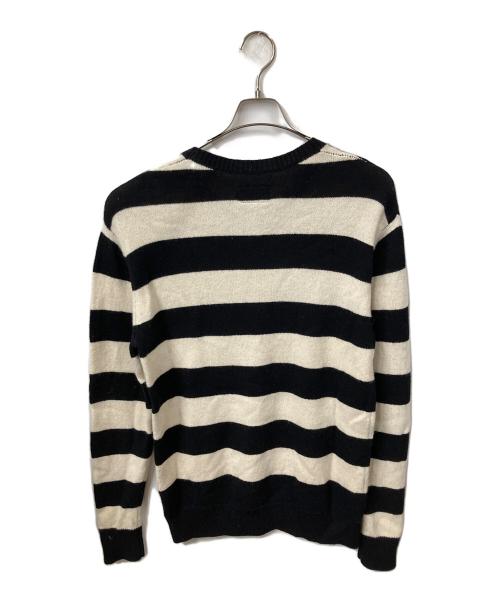 stussy（ステューシー）stussy (ステューシー) 厚手ニット ブラック×ホワイト ホワイト×ブラック サイズ:Mの古着・服飾アイテム