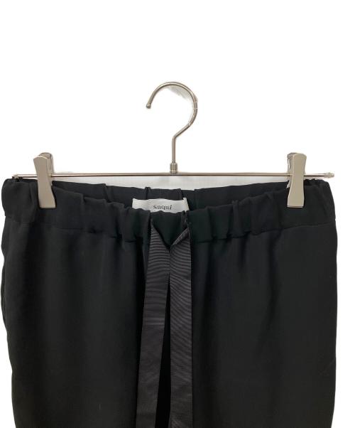 saqui（サキ）saqui (サキ)  TAPERED RIBBON PANTS ブラック サイズ:38の古着・服飾アイテム