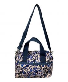 LeSportsac（レスポートサック）の古着「2WAYバッグ ホワイト×ブルー　花柄」｜ホワイト×ブルー