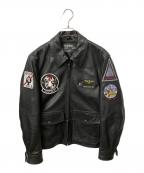 AVIREXアヴィレックス）の古着「レザージャケット ブラック」｜ブラック