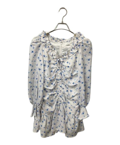Snidel（スナイデル）Snidel (スナイデル) プリントギャザーミニワンピ ホワイト サイズ:FREEの古着・服飾アイテム