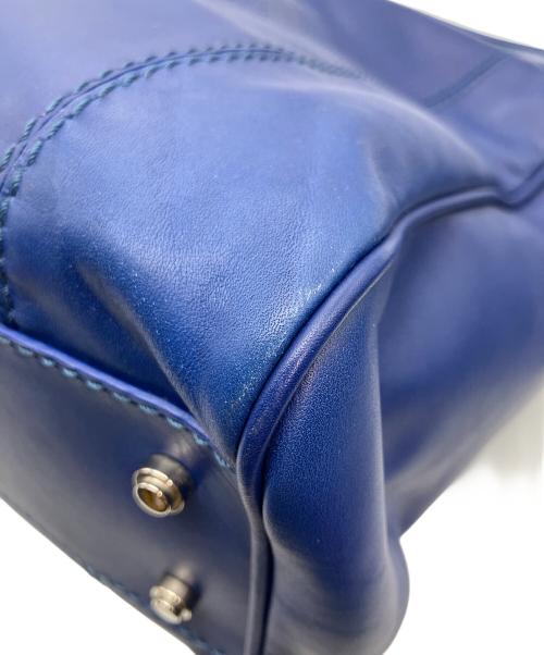 GHERARDINI（ゲラルディーニ）GHERARDINI (ゲラルディーニ) パンチングレザーバッグ ネイビーの古着・服飾アイテム