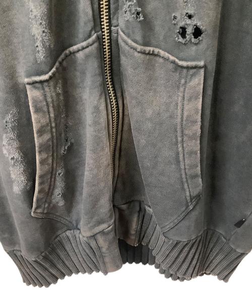 DIESEL（ディーゼル）DIESEL (ディーゼル) デストロイジップアップフーディ グレー サイズ:Sの古着・服飾アイテム