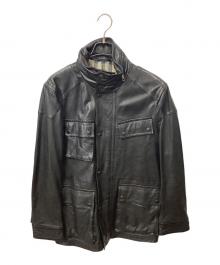 BURBERRY LONDON（バーバリーロンドン）の古着「ラムレザーミリタリージャケット」｜ブラック