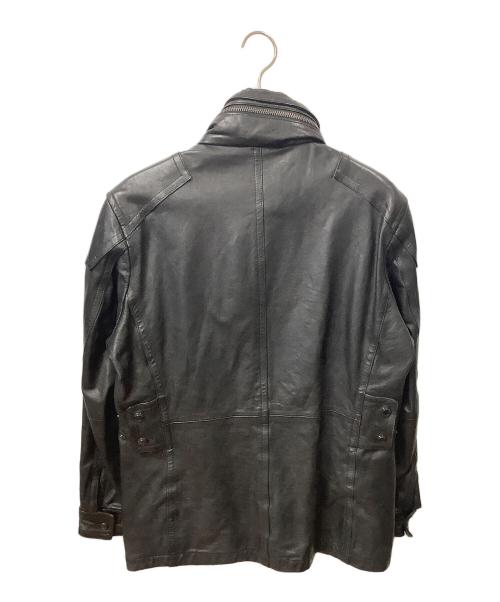 BURBERRY LONDON（バーバリーロンドン）BURBERRY LONDON (バーバリーロンドン) ラムレザーミリタリージャケット ブラック サイズ:LLの古着・服飾アイテム