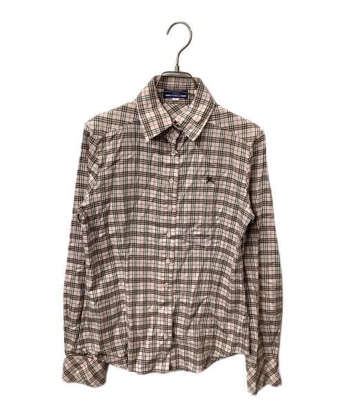 BURBERRY BLUE LABEL（バーバリー ブルー レーベル）BURBERRY BLUE LABEL (バーバリー ブルー レーベル) 長袖シャツ ピンク×ブラウン ライトピンク サイズ:38の古着・服飾アイテム