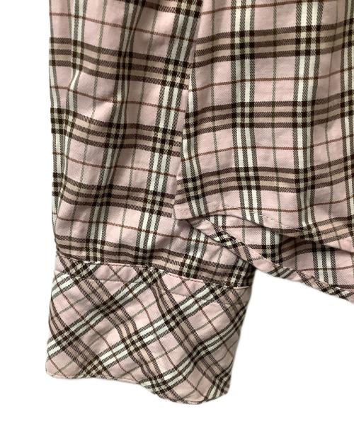 BURBERRY BLUE LABEL（バーバリー ブルー レーベル）BURBERRY BLUE LABEL (バーバリー ブルー レーベル) 長袖シャツ ピンク×ブラウン ライトピンク サイズ:38の古着・服飾アイテム