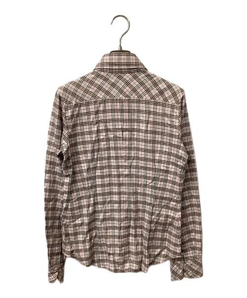 BURBERRY BLUE LABEL（バーバリー ブルー レーベル）BURBERRY BLUE LABEL (バーバリー ブルー レーベル) 長袖シャツ ピンク×ブラウン ライトピンク サイズ:38の古着・服飾アイテム