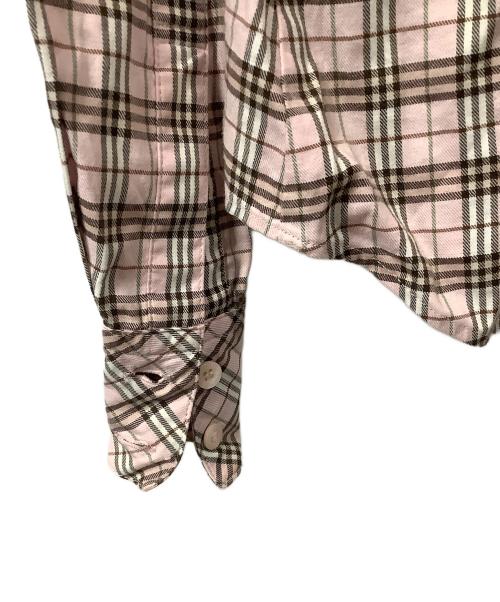 BURBERRY BLUE LABEL（バーバリー ブルー レーベル）BURBERRY BLUE LABEL (バーバリー ブルー レーベル) 長袖シャツ ピンク×ブラウン ライトピンク サイズ:38の古着・服飾アイテム