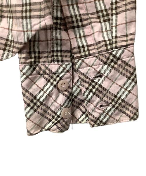BURBERRY BLUE LABEL（バーバリー ブルー レーベル）BURBERRY BLUE LABEL (バーバリー ブルー レーベル) 長袖シャツ ピンク×ブラウン ライトピンク サイズ:38の古着・服飾アイテム