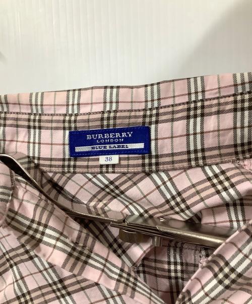 BURBERRY BLUE LABEL（バーバリー ブルー レーベル）BURBERRY BLUE LABEL (バーバリー ブルー レーベル) 長袖シャツ ピンク×ブラウン ライトピンク サイズ:38の古着・服飾アイテム