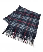 Burberry'sバーバリーズ）の古着「カシミヤストール ネイビー×グレー」｜ネイビー