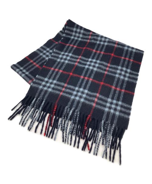 Burberry's（バーバリーズ）Burberry's (バーバリーズ) カシミヤストール ネイビー×グレー ネイビーの古着・服飾アイテム
