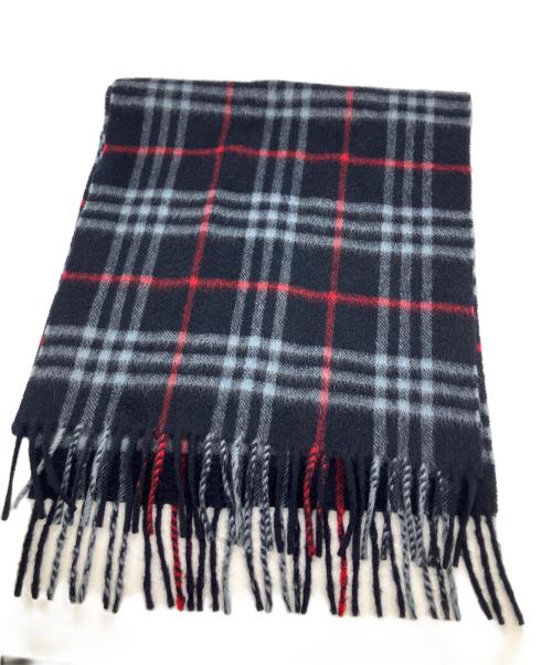 Burberry's（バーバリーズ）Burberry's (バーバリーズ) カシミヤストール ネイビー×グレー ネイビーの古着・服飾アイテム