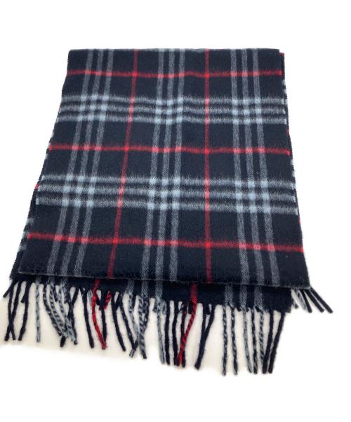 Burberry's（バーバリーズ）Burberry's (バーバリーズ) カシミヤストール ネイビー×グレー ネイビーの古着・服飾アイテム