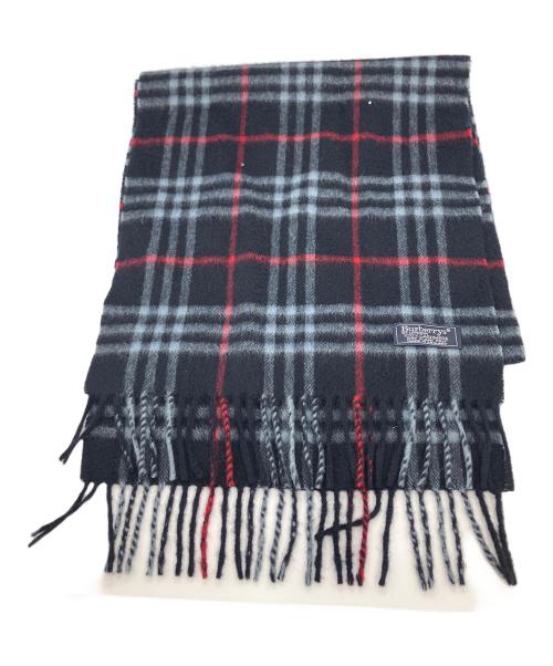 Burberry's（バーバリーズ）Burberry's (バーバリーズ) カシミヤストール ネイビー×グレー ネイビーの古着・服飾アイテム