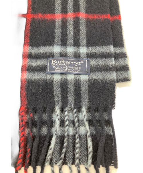 Burberry's（バーバリーズ）Burberry's (バーバリーズ) カシミヤストール ネイビー×グレー ネイビーの古着・服飾アイテム