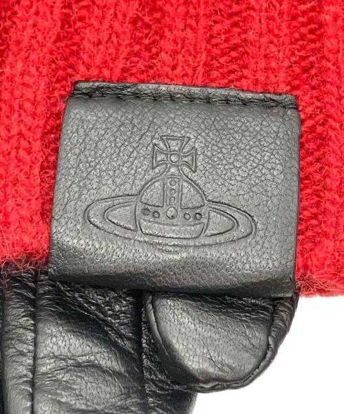 Vivienne Westwood（ヴィヴィアンウエストウッド）Vivienne Westwood (ヴィヴィアンウエストウッド) レザーグローブ レッド×ブラックの古着・服飾アイテム