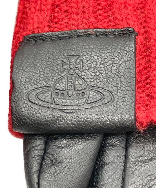 Vivienne Westwood（ヴィヴィアンウエストウッド）Vivienne Westwood (ヴィヴィアンウエストウッド) レザーグローブ レッド×ブラックの古着・服飾アイテム