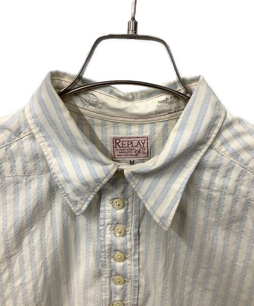 REPLAY（リプレイ）REPLAY (リプレイ) 長袖シャツ ブルー×アイボリー サイズ:Mの古着・服飾アイテム