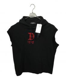 DIESEL（ディーゼル）の古着「ノースリーブパーカー　ブラック」｜ブラック