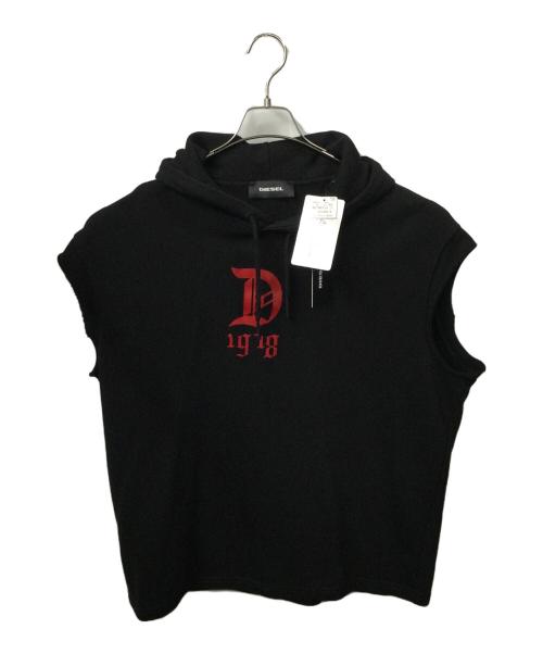 DIESEL（ディーゼル）DIESEL (ディーゼル) ノースリーブパーカー　ブラック ブラック サイズ:S 未使用品の古着・服飾アイテム