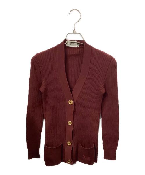 CELINE（セリーヌ）CELINE (セリーヌ) 薄手カーディガン レッド サイズ:36の古着・服飾アイテム