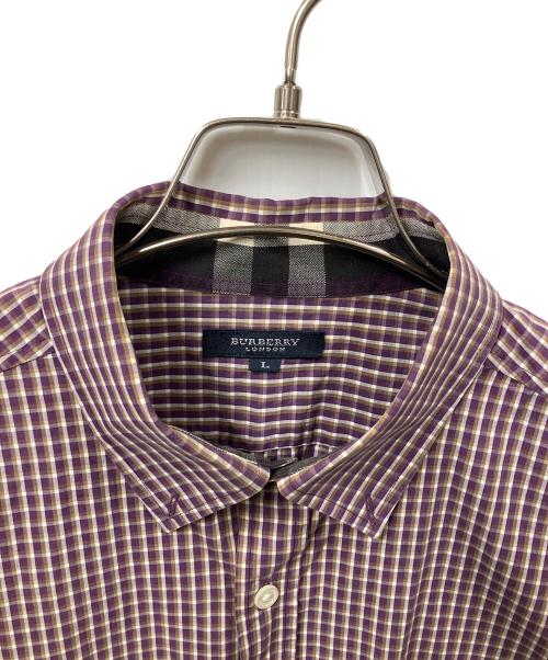 BURBERRY LONDON（バーバリーロンドン）BURBERRY LONDON (バーバリーロンドン) チェック長袖シャツ パープル×ホワイト パープル×ホワイト サイズ:Lの古着・服飾アイテム