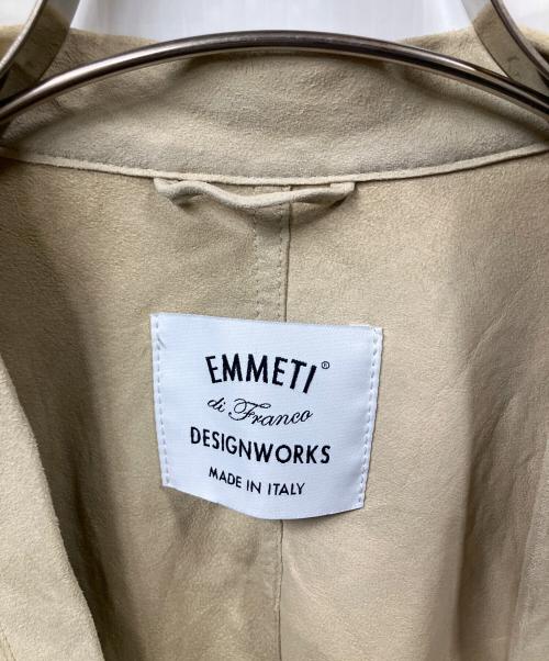 EMMETI（エンメティ）EMMETI (エンメティ) DESIGNWORKS (デザインワークス) ゴートスキンスエードレザーカーディガン ベージュ サイズ:48の古着・服飾アイテム