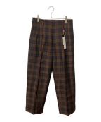 MARGARET HOWELLマーガレットハウエル）の古着「CHECK WOOL LINEN BLEND」｜ブラウン