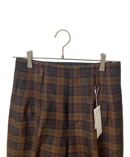 MARGARET HOWELL（マーガレットハウエル）MARGARET HOWELL (マーガレットハウエル) CHECK WOOL LINEN BLEND ブラウン サイズ:2 未使用品の古着・服飾アイテム