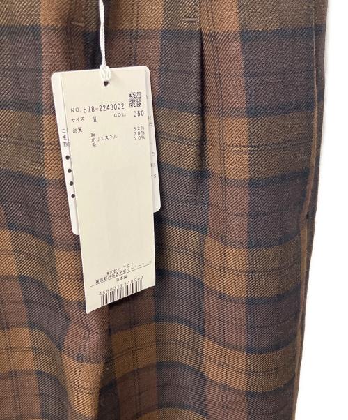 MARGARET HOWELL（マーガレットハウエル）MARGARET HOWELL (マーガレットハウエル) CHECK WOOL LINEN BLEND ブラウン サイズ:2 未使用品の古着・服飾アイテム