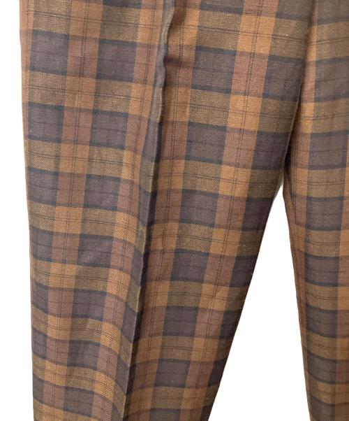 MARGARET HOWELL（マーガレットハウエル）MARGARET HOWELL (マーガレットハウエル) CHECK WOOL LINEN BLEND ブラウン サイズ:2 未使用品の古着・服飾アイテム