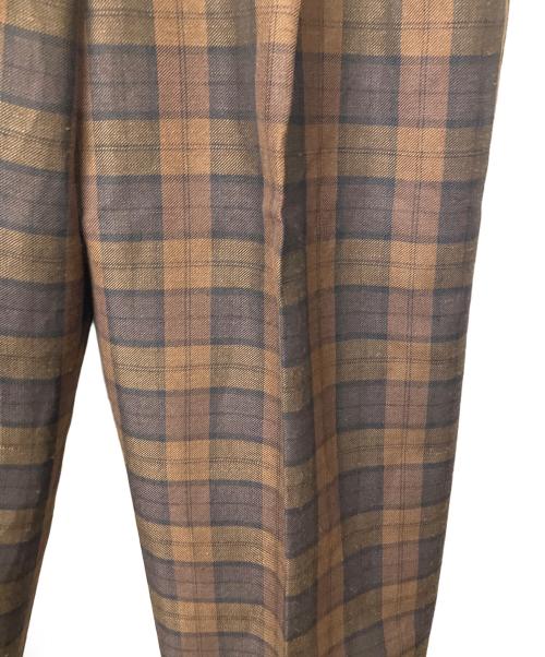 MARGARET HOWELL（マーガレットハウエル）MARGARET HOWELL (マーガレットハウエル) CHECK WOOL LINEN BLEND ブラウン サイズ:2 未使用品の古着・服飾アイテム