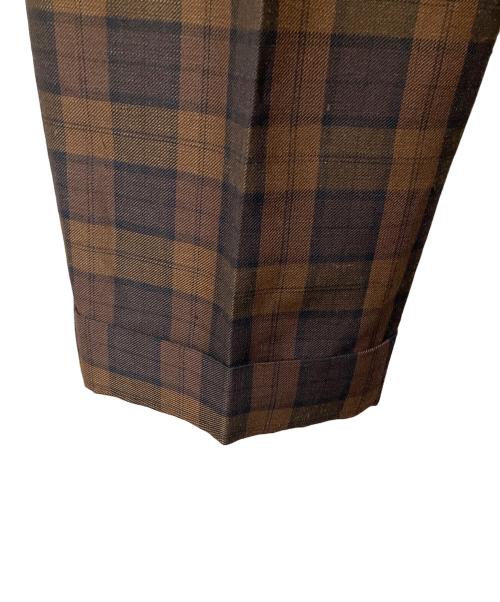 MARGARET HOWELL（マーガレットハウエル）MARGARET HOWELL (マーガレットハウエル) CHECK WOOL LINEN BLEND ブラウン サイズ:2 未使用品の古着・服飾アイテム