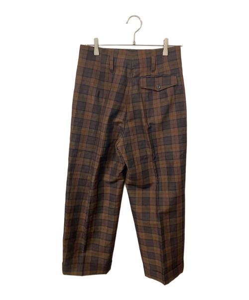 MARGARET HOWELL（マーガレットハウエル）MARGARET HOWELL (マーガレットハウエル) CHECK WOOL LINEN BLEND ブラウン サイズ:2 未使用品の古着・服飾アイテム