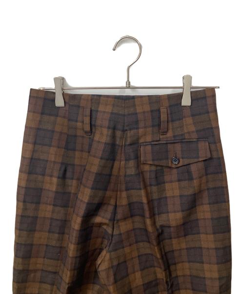 MARGARET HOWELL（マーガレットハウエル）MARGARET HOWELL (マーガレットハウエル) CHECK WOOL LINEN BLEND ブラウン サイズ:2 未使用品の古着・服飾アイテム