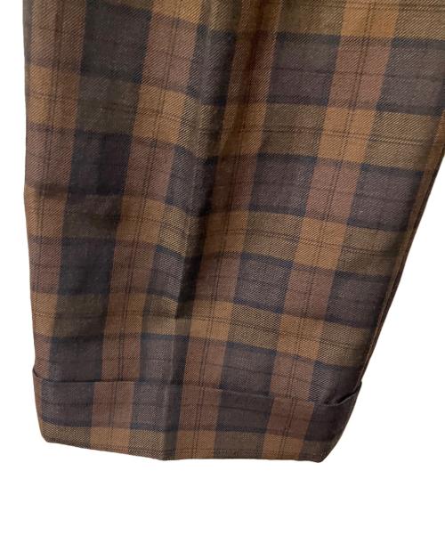 MARGARET HOWELL（マーガレットハウエル）MARGARET HOWELL (マーガレットハウエル) CHECK WOOL LINEN BLEND ブラウン サイズ:2 未使用品の古着・服飾アイテム