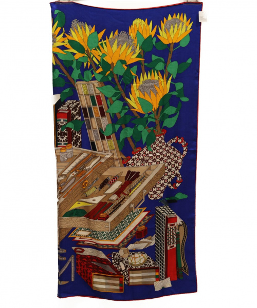 HERMES（エルメス）HERMES (エルメス) カシミヤ混大判ストール マルチカラー 140×140 Les tresors d'un Artiste ある画家の宝物の古着・服飾アイテム