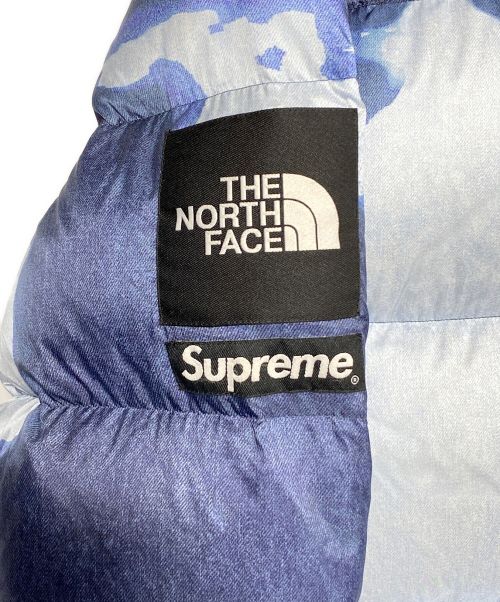 THE NORTH FACE（ザ ノース フェイス）THE NORTH FACE (ザ ノース フェイス) SUPREME (シュプリーム) Bleached Denim Print Nuptse ネイビー サイズ:Lの古着・服飾アイテム