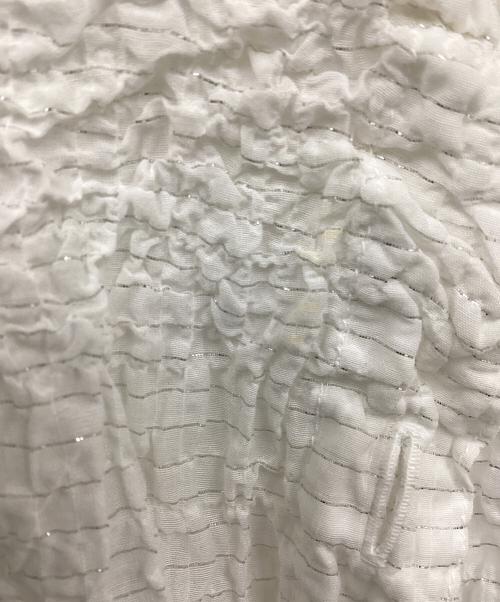 ISSEY MIYAKE me（イッセイ ミヤケ ミー）ISSEY MIYAKE me (イッセイ ミヤケ ミー) カリフラワー切替ラメストライプシャツチュニック ホワイト サイズ:表記なしの古着・服飾アイテム