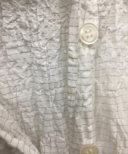 ISSEY MIYAKE me（イッセイ ミヤケ ミー）ISSEY MIYAKE me (イッセイ ミヤケ ミー) カリフラワー切替ラメストライプシャツチュニック ホワイト サイズ:表記なしの古着・服飾アイテム