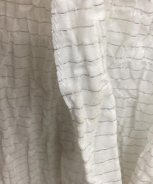 ISSEY MIYAKE me（イッセイ ミヤケ ミー）ISSEY MIYAKE me (イッセイ ミヤケ ミー) カリフラワー切替ラメストライプシャツチュニック ホワイト サイズ:表記なしの古着・服飾アイテム