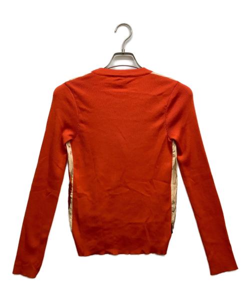 CELINE（セリーヌ）CELINE (セリーヌ) ニット切替カーディガン オレンジ×ベージュ サイズ:Sの古着・服飾アイテム