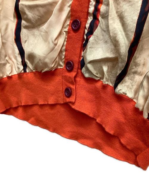CELINE（セリーヌ）CELINE (セリーヌ) ニット切替カーディガン オレンジ×ベージュ サイズ:Sの古着・服飾アイテム