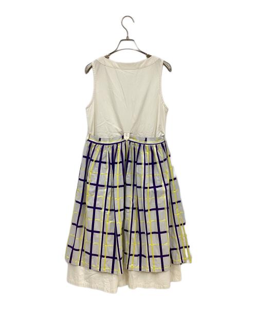 ASEEDONCLOUD（アシードンクラウド）ASEEDONCLOUD (アシードンクラウド) ラップスカートノースリーブワンピース アイボリー×グレー サイズ:FREEの古着・服飾アイテム