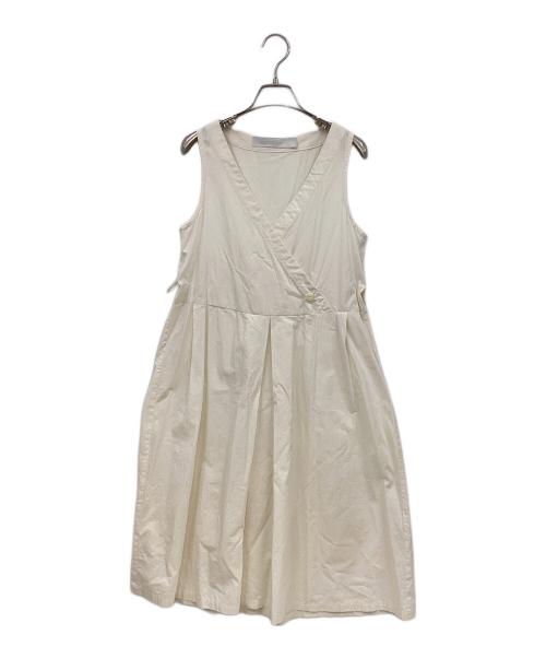 ASEEDONCLOUD（アシードンクラウド）ASEEDONCLOUD (アシードンクラウド) ラップスカートノースリーブワンピース アイボリー×グレー サイズ:FREEの古着・服飾アイテム