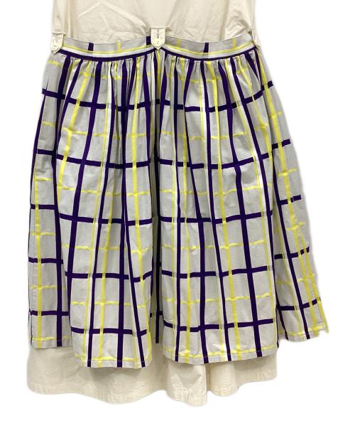 ASEEDONCLOUD（アシードンクラウド）ASEEDONCLOUD (アシードンクラウド) ラップスカートノースリーブワンピース アイボリー×グレー サイズ:FREEの古着・服飾アイテム