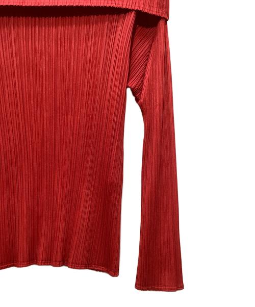 PLEATS PLEASE（プリーツプリーズ）PLEATS PLEASE (プリーツプリーズ) ハイネックプリーツカットソー レッド サイズ:3の古着・服飾アイテム