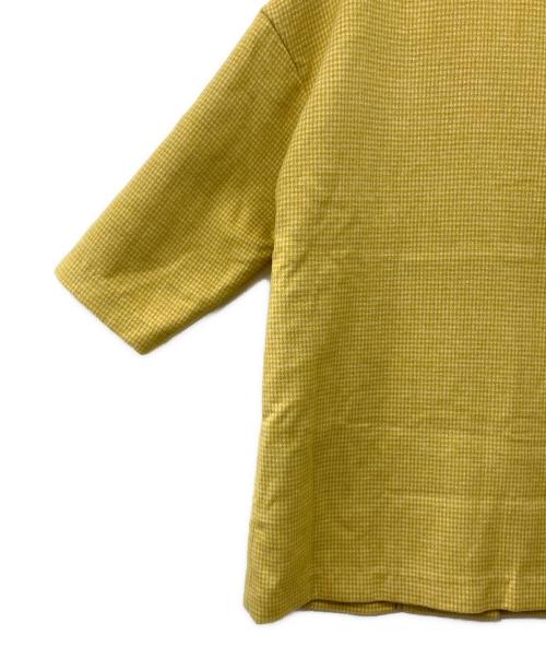 TSUHARU by samansa Mos2（ツハル バイ サマンサモスモス）TSUHARU by samansa Mos2 (ツハル バイ サマンサモスモス) bul bul (バルバル) シングルコート イエロー×ホワイト サイズ:Fの古着・服飾アイテム